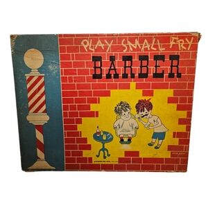 Vintage Rare 1949 Pressman Toy Play Small Fry Barber Shop Pretend Play Toy